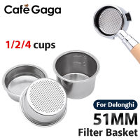 51มม. 124ถ้วยสแตนเลสเปลี่ยนตะกร้ากรองสำหรับกาแฟ Bottomless Portafilter Delonghi Espresso Machine Parts