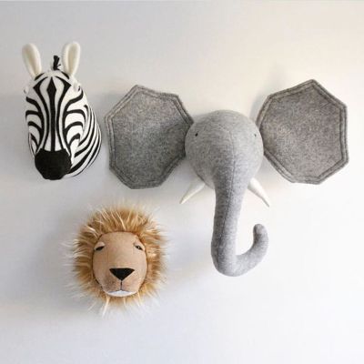 Nordic Style Kids Room Decoration Animal Heads Giraffe Elephant Wall Hanging Decor Baby Stuffed Toys Girls Bedroom Accessories