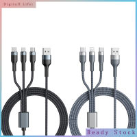 สายถักอะแดปเตอร์สาย USB หลายสายชาร์จสายชาร์จเร็วสาย USB แบบ3-IN-1สำหรับแท็บเล็ตโทรศัพท์แล็ปท็อปเคลื่อนที่