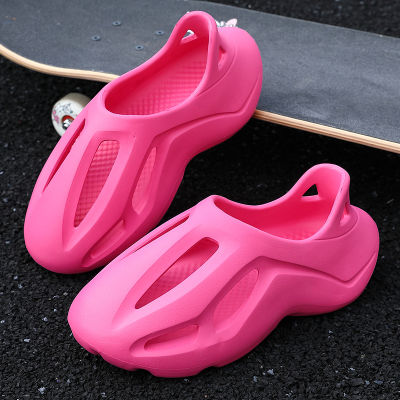 Summer Women Men Sandals Solid Color Non-slip Sole Beach Outside Slippers Shoes