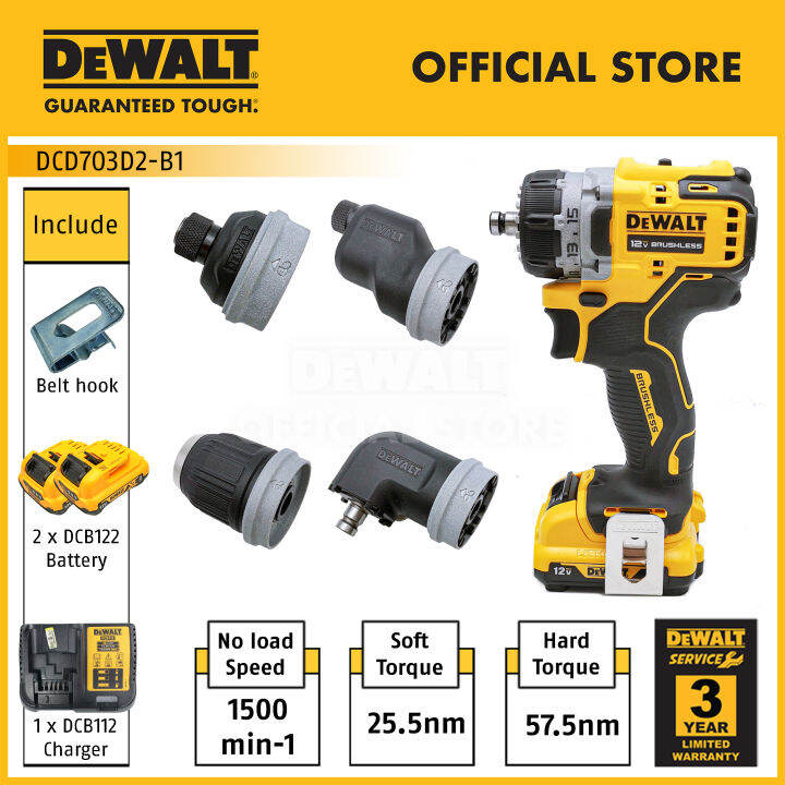 Dewalt DCD703D2B1 12V Brushless Cordless Multi Head Drill Driver