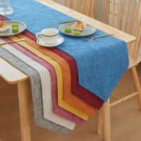 4/6/8 Seaters 12 Solid Colors Available Table Runner Linen Tablecloth Living Room Dining Tables Cover Modern Nordic Rectangle Home Restaurant Decoration Shoes TV Cabinet Cover