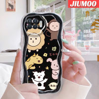 เคส JIUMOO สำหรับ OPPO A93 2020 F17 Pro Reno 4F Reno 4 Lite เคสตุ๊กตาการ์ตูนน่ารักลวดลายเนื้อครีมขอบคลื่นนุ่มเคสมือถือกันกระแทกแบบใสสร้างสรรค์เคสโปร่งใสลายกล้องถ่ายรูปซิลิกาเจลป้องกัน