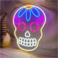 Custom Wedding Neon Skull Style Sign Party Wall Decor Acrylic Flex Neon Led Light Sign Home Room Decoration