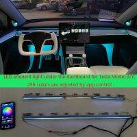 ♈┅▨ FDHTD 256 colors ambient light for Tesla model 3/Y under the center dashboard app control adjustment