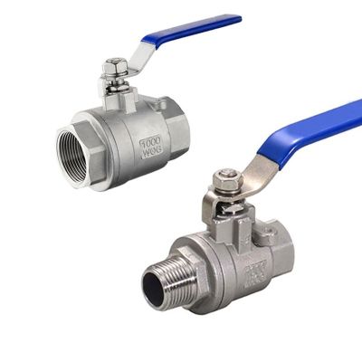 304 Stainless Steel Two Piece Ball Valve 1/4 3/8 1/2 3/4 2" BSPT Female x Male Full Port Water Gas Oil Switch Adapter Plumbing Valves