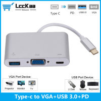 LccKaa 1080P USB C ประเภท C ถึงอะแดปเตอร์ VGA USB 3.0 Audio Video Converter PD Fast Charger สำหรับ Pro Samsung S9 S10