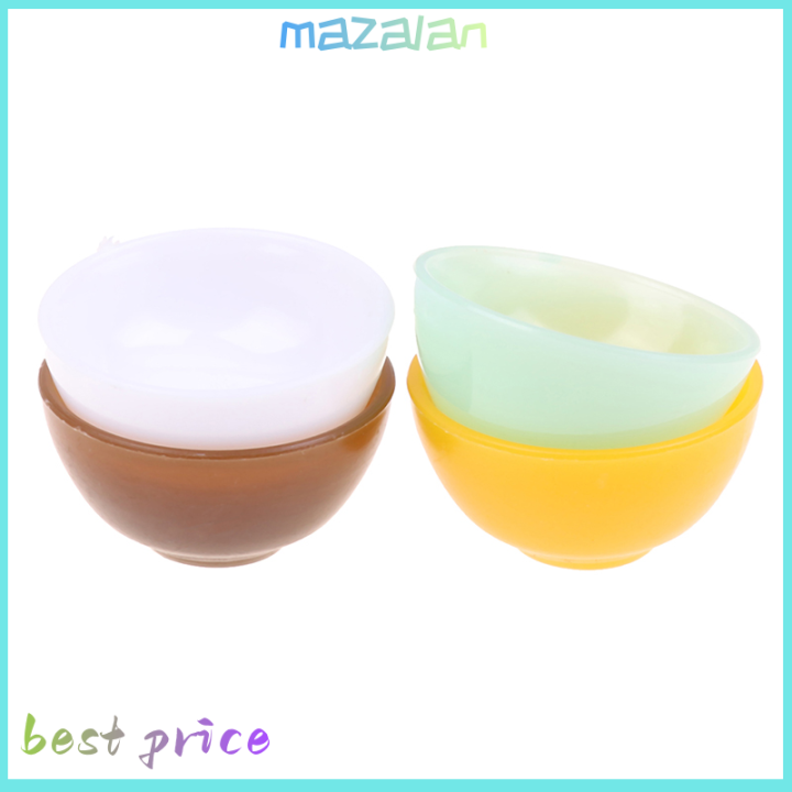 mazalan-4ชิ้นชามบ้านตุ๊กตาชามข้าวสีบนโต๊ะอาหารโมเดลอุปกรณ์ตกแต่งห้องครัวของเล่น