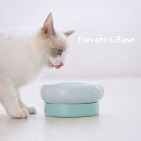 Cat 2 in 1 Food Water Bowls Candy Color Small Dogs Double Feeding Bowl Ceramic Elevated Drinking Eating Feeders