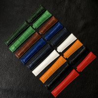 Suitable For 20mm Black Green Brown Blue Red White Orange Genuine Leather Watchband Rolex Watch Strap Daytona Submariner GMT DATEJUST Belt