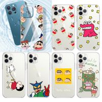 (Worry free) การ์ตูนน่ารัก Crayon Shinchan สำหรับ iPhone 13 12 11 Pro Max Mini XS Max X XR 6S 6 7 8 Plus 5S TPU Soft Transparent เคสโทรศัพท์