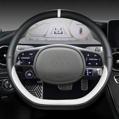 ฝาครอบพวงมาลัยรถยนต์สำหรับ Hyundai Ioniq 5 2016 2017 2018 2019 2020 2021 2022รูปทรงตัว D ทำจากหนัง PU ภายในอุปกรณ์ตกแต่งรถยนต์