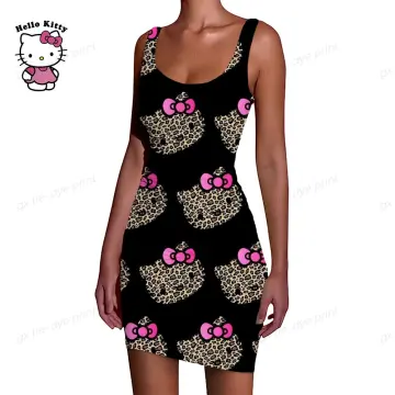 Summer Sexy short Dress Hello Kitty Print Mini Summer Beach Dress