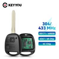 ▼✕◘ KEYYOU 50171 60030 For Toyota Camry Land Cruser 120 Prado Remote Car Key 304/433Mhz Toy43 Blade 4D67/4D68/4C Chip 2 Buttons