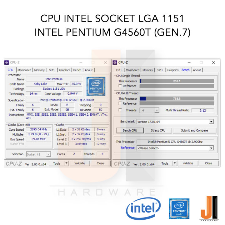 cpu-intel-pentium-g4560t-2-cores-4-threads-2-9-ghz-3-mb-l3-cache-35-watts-tdp-no-fan-socket-lga-1151-สินค้ามือสองสภาพดีมีการรับประกัน