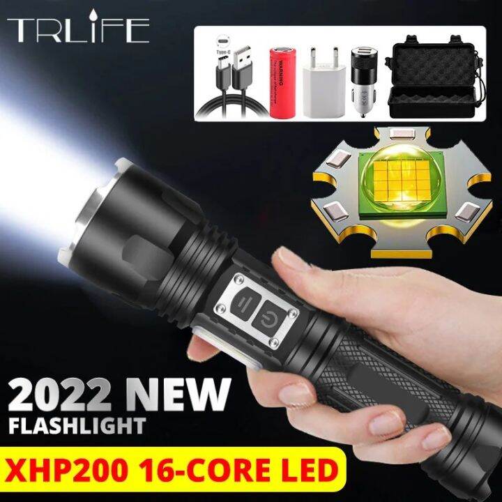 Hong Kong Research2022 NEW Strong XHP200 16CORE LED Flashlight COB USB