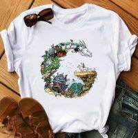 Fashion T-Shirt Anime T-Shirt Totoro Estdio Ghibli Kawaii Graphic T-Shirt For Women Manga Gildan