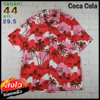 Coca Cola อก 44 นิ้ว เสื้อฮาวายชาย เสื้อวินเทจ เสื้อผ้าผู้ชาย Rayon แขนสั้น เนื้อผ้าดี MADE IN CHINA