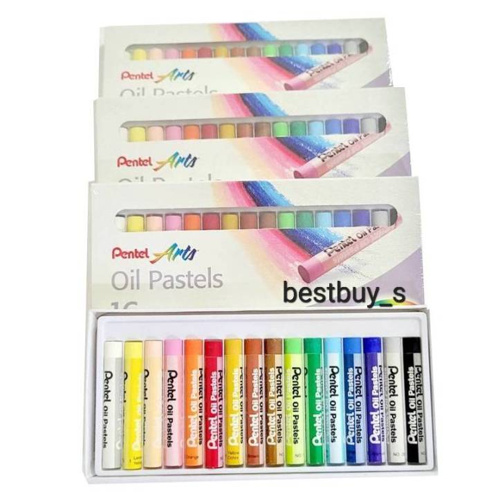 pentel-สีชอล์คเพนเทล-สีชอล์คน้ำมัน-16สี-pentel-arts-oil-pastels-16colored