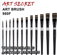 ♨ Artsecret 980F Cat Minyak Tunggal Akrilik-Kuas Rambut Datar Batang Panjang Cat Air Kapur Aquarelle Lukisan Kain Guas