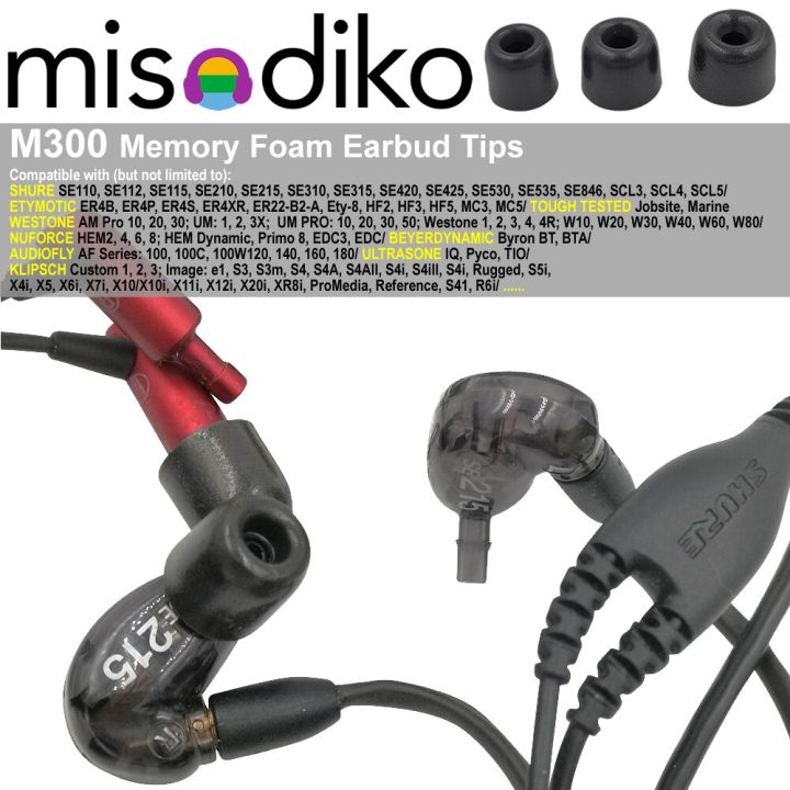 misodiko-ส่วนปลายของหูฟังโฟมจำรูป-m300เข้ากันได้กับ-shure-se215-se315-se535-se425-se846-westone-etymotic-er4xr-hf5-hf3