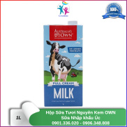1 Hộp Sữa Tươi Tiệt Trùng Nguyên Kem Australia s OWN 1L - Sữa nhập khẩu Úc