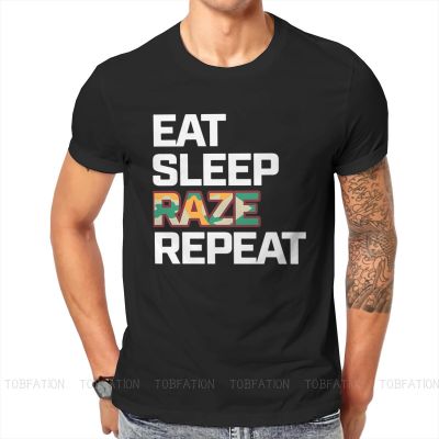 Valorant Agents Game MenS Tshirt Eat Sleep Raze Repeat Individuality T Shirt Original Sweatshirts New Trend