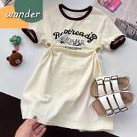 Wander ชุดเดรสเด็กผู้หญิง เสื้อผ้าเด็กผญ ดีไซน์พิมพ์ลายแฟชั่นเกาหลีหลี ชุดเดรสลำลองผ้าฝ้ายแท้สำหรับเด็กผู้หญิง23823