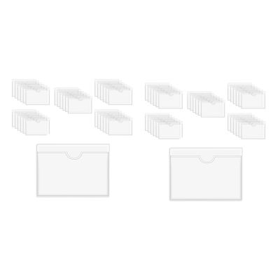 120Pcs Self-Adhesive Label Holder Card Pockets Label Holder Clear Library Card Holders with Top Open for Index Cards