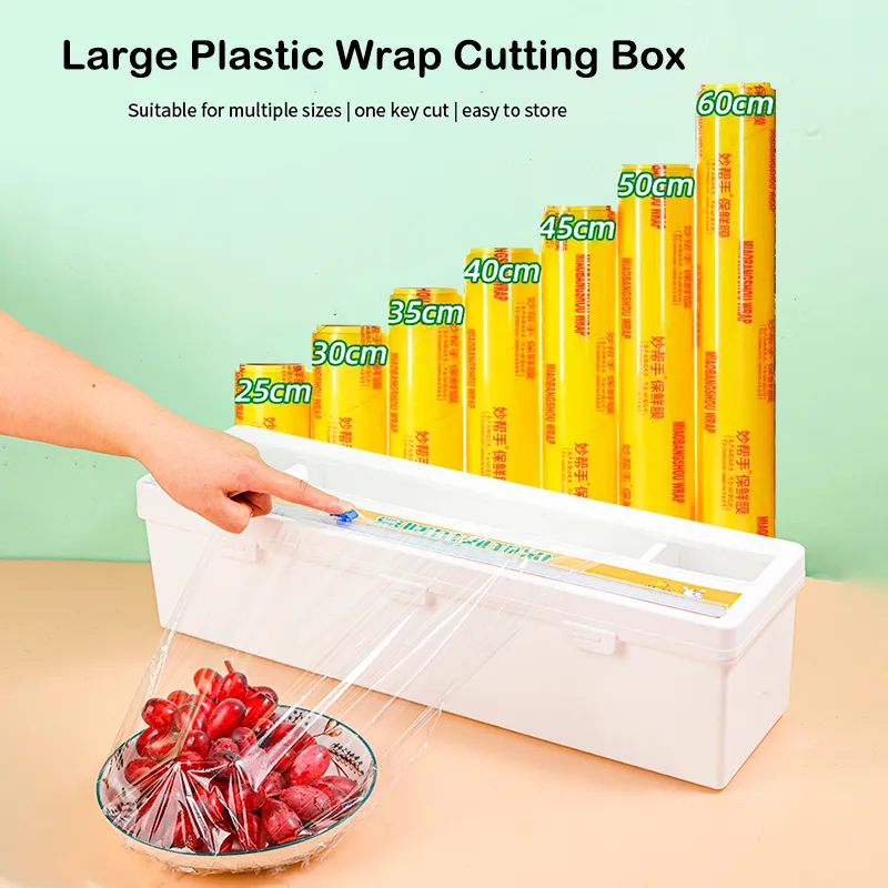 Plastic Cling Film Refillable Box With Slide Cutter Kitchen