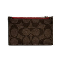 กระเป๋าใส่บัตร COACH C4281ZIP CARD CASE IN SIGNATURE CANVAS (QBTKA)