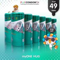 ถุงยางอนามัย 49 มายวัน ฮัก ถุงยาง myONE HUG ผิวเรียบ หนา 0.04 มม. บางพิเศษ ฟิตกระชับ (12 กล่อง) แบบ 12 ชิ้น