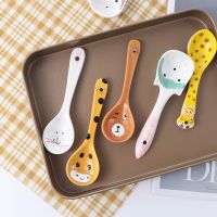 ☸ New Ceramic Soup Spoon Rice Spoon Cute Animals Cat Cartoon Scoop For Home Restaurant Kitchen Creative Tableware