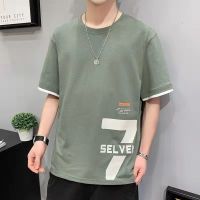 เสื้อเชิ้ตแขนสั้นคอกลมสำหรับผู้ชาย,เสื้อสวมหัวพิมพ์ลายสไตล์เกาหลีสำหรับนักเรียนใส่สบายสำหรับฤดูร้อน2022