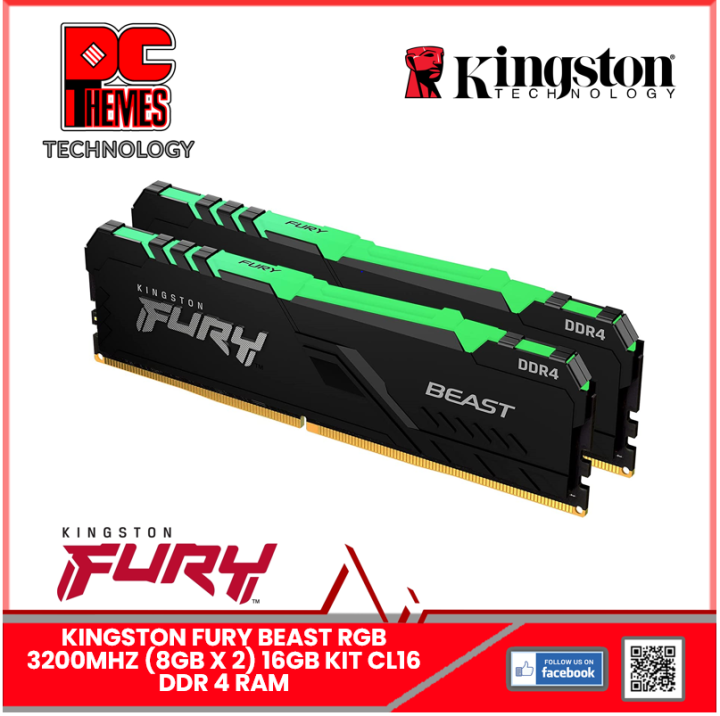 KINGSTON FURY BEAST RGB 3200MHZ (8GBX2) 16GB KIT DDR 4 RAM | Lazada ...