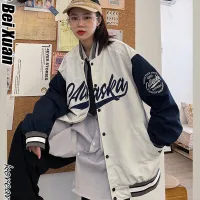 Ruo Bei Xuan European and American printed cardigan long-sleeved jacket casual plus size stitching spring and autumn baseball uniform
