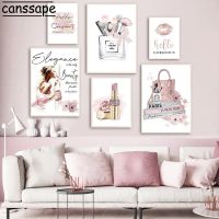 Fashion Wall Art Posters Makeup Brushes Canvas Painting Beauty Salon Print Lipstick Poster Modern Wall Pictures Girl Room Decor Wall Décor