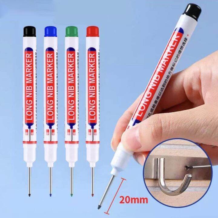 6pcs-set-20mm-deep-hole-long-nib-head-markers-for-metal-perforating-pen-waterproof-bathroom-woodworking-decoration-multi-purpose