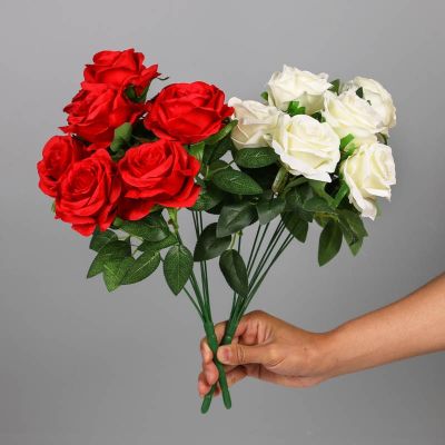 hot【cw】 Bouquet Artificial Flowers Wedding Decoration 9 Heads Silk Fake  Bunch