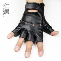 [COD] Foreign trade half-finger dancing hip-hop men fingerless performance spring and summer stage imitation leather