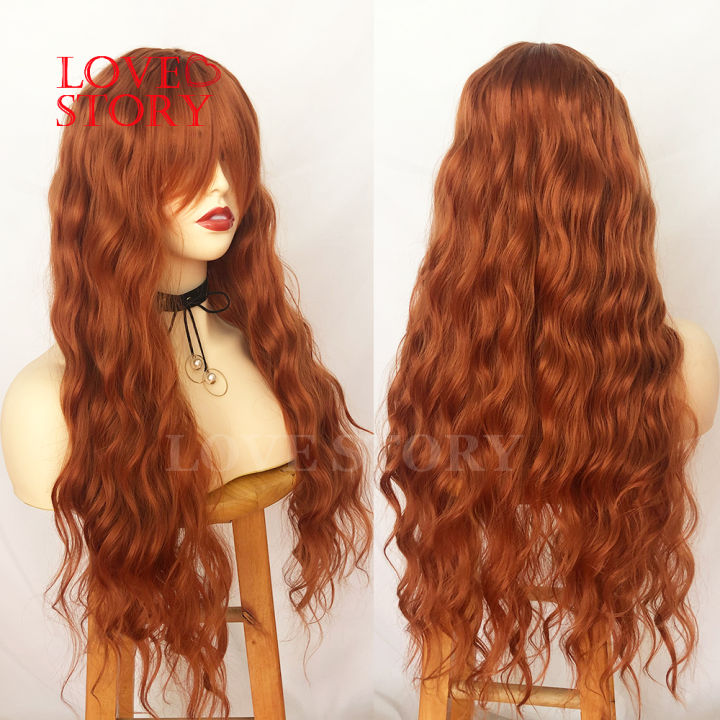 lovestory-loose-wave-synthetic-silk-base-wig-orange-color-glueless-synthetic-none-lace-wigs-with-full-bang-for-fashion-women