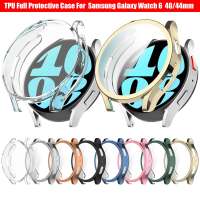 ป้องกันเนื้อนิ่ม TPU เคสสำหรับ Samsung Galaxy Watch 6 40มม. 44มม. เคสแบบเต็มหน้าจอกันกระแทกชุบอุปกรณ์เสริม