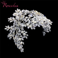 Classic Silver Color Floral Wedding Headbands For Bride Hair Accessories Pearls Hairband Bride Tiaras Handmade Ornaments RE3282