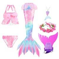 Magical Mermaid Tail Swimwear For Girls Cosplay Costume Beachwear Bikini Swimming Swimsuit Kids Halloween Mermaid Themed Party