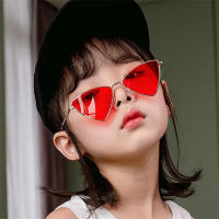 【cw】2022 Fashion New Triangle Children Sunglasses Vintage Red Metal Small Frame Sun Glasses for Boys Girls UV400 Kid Cycling Goggles