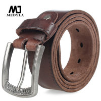 MEDYLA Mens Belt Natural Skin Cowhide Belt Vintage Alloy Pin Buckle Jeans Belts Strap Casual Leather Belt For Men DSW533