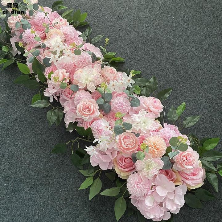 แถวดอกไม้-ลายยาว-เค้าโครงฉากซีรีส์ป่า-ฉากแต่งงาน-ถนนดอกไม้ประดิษฐ์-แถวดอกไม้-archhuilinshen