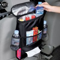 ▩◊ Car Seat Back Multi-Pocket Ice Pack Bag Hanging Organizer Collector Storage Box Car Interior Accessories Black Stowing Tidying