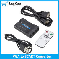 1080จุด VGA เพื่อ SCART วิดีโอแปลงเสียงอะแดปเตอร์วิดีโอดิจิตอลเสียงทีวีแปลงสัญญาณที่มีการควบคุมระยะไกลพลังงานสาย VGA