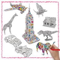 3D Coloring Puzzle Set DIY Puzzle Doodle Toy Graffiti Art Coloring Painting Toy for Kids Gift